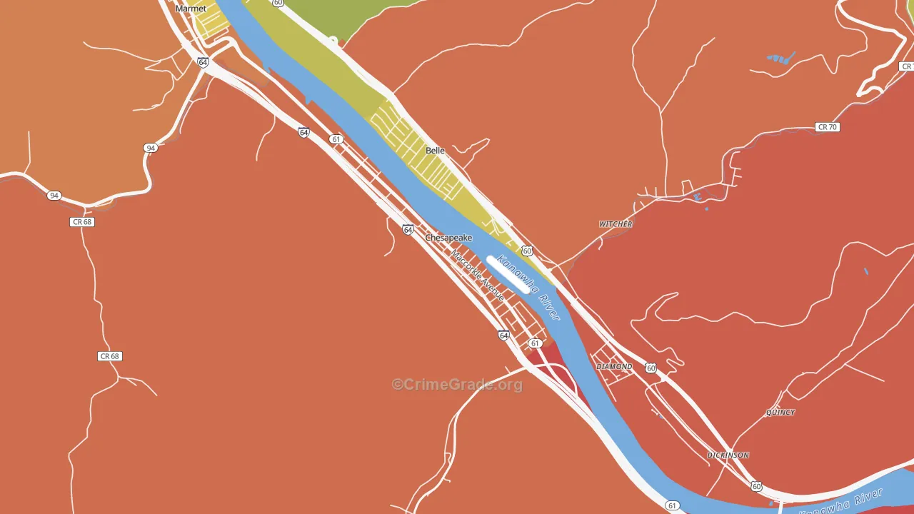 Chesapeake, WV Map of Murder Rates