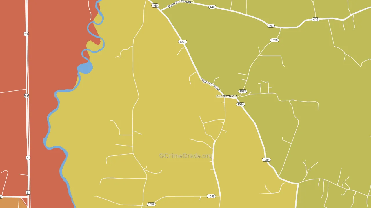 Chesbrough, LA Map of Murder Rates