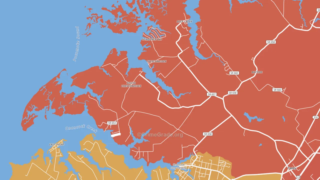 Chesconessex, VA Map of Murder Rates