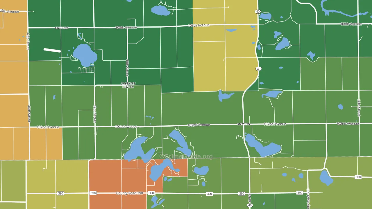 Cheshire Center, MI Map of Murder Rates