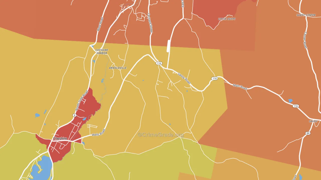 Cheshire Harbor, MA Map of Murder Rates