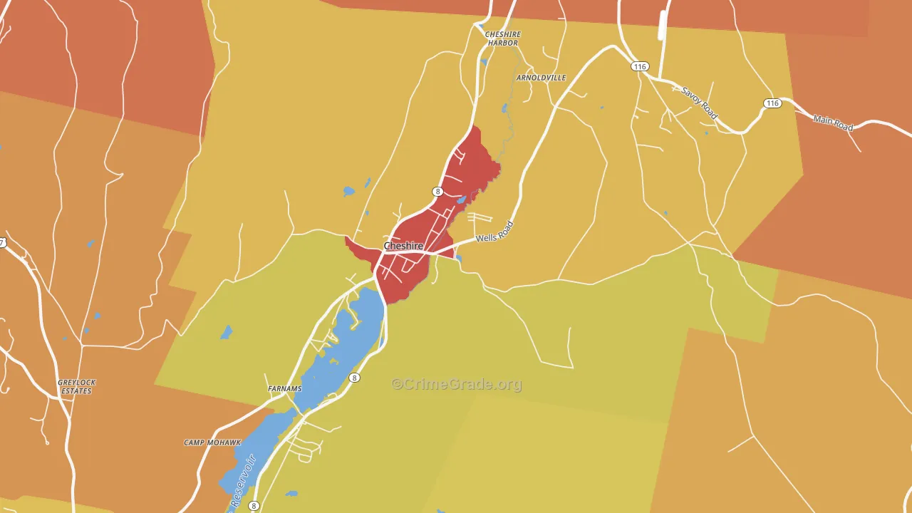 Cheshire, MA Map of Murder Rates