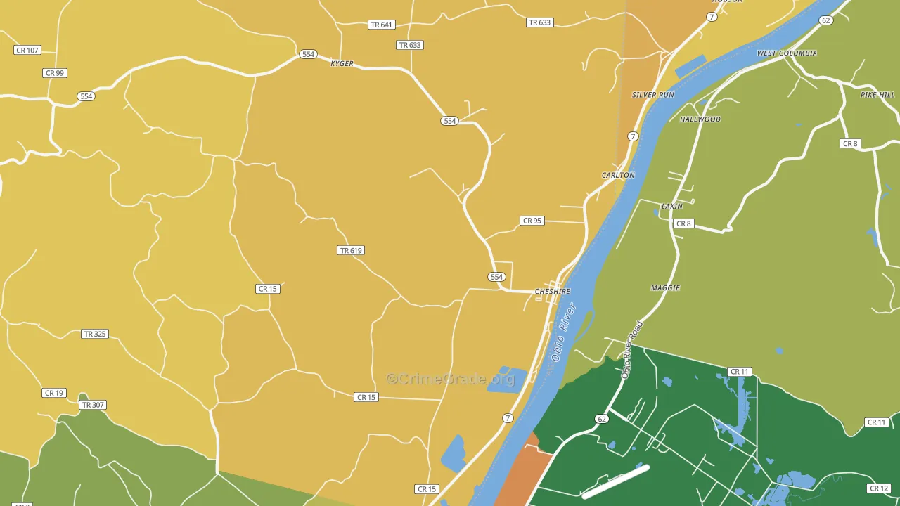 Cheshire, OH Map of Murder Rates