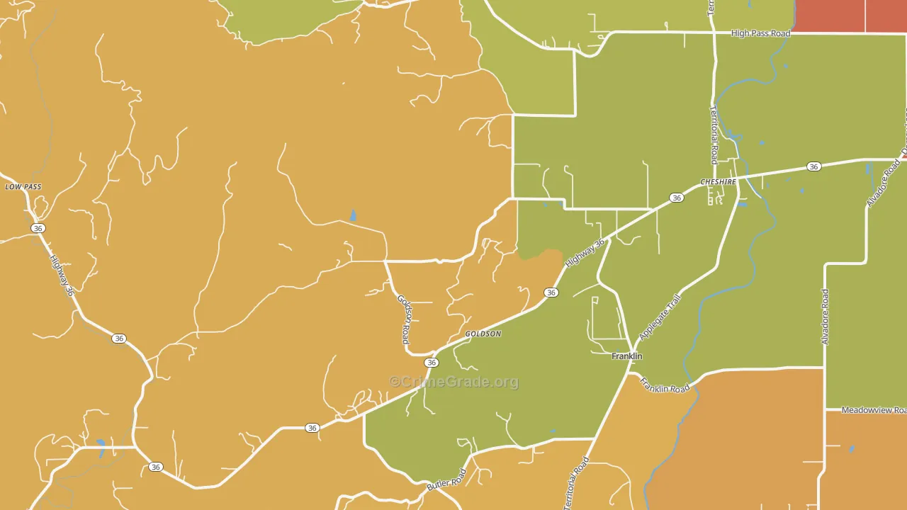 Cheshire, OR Map of Murder Rates