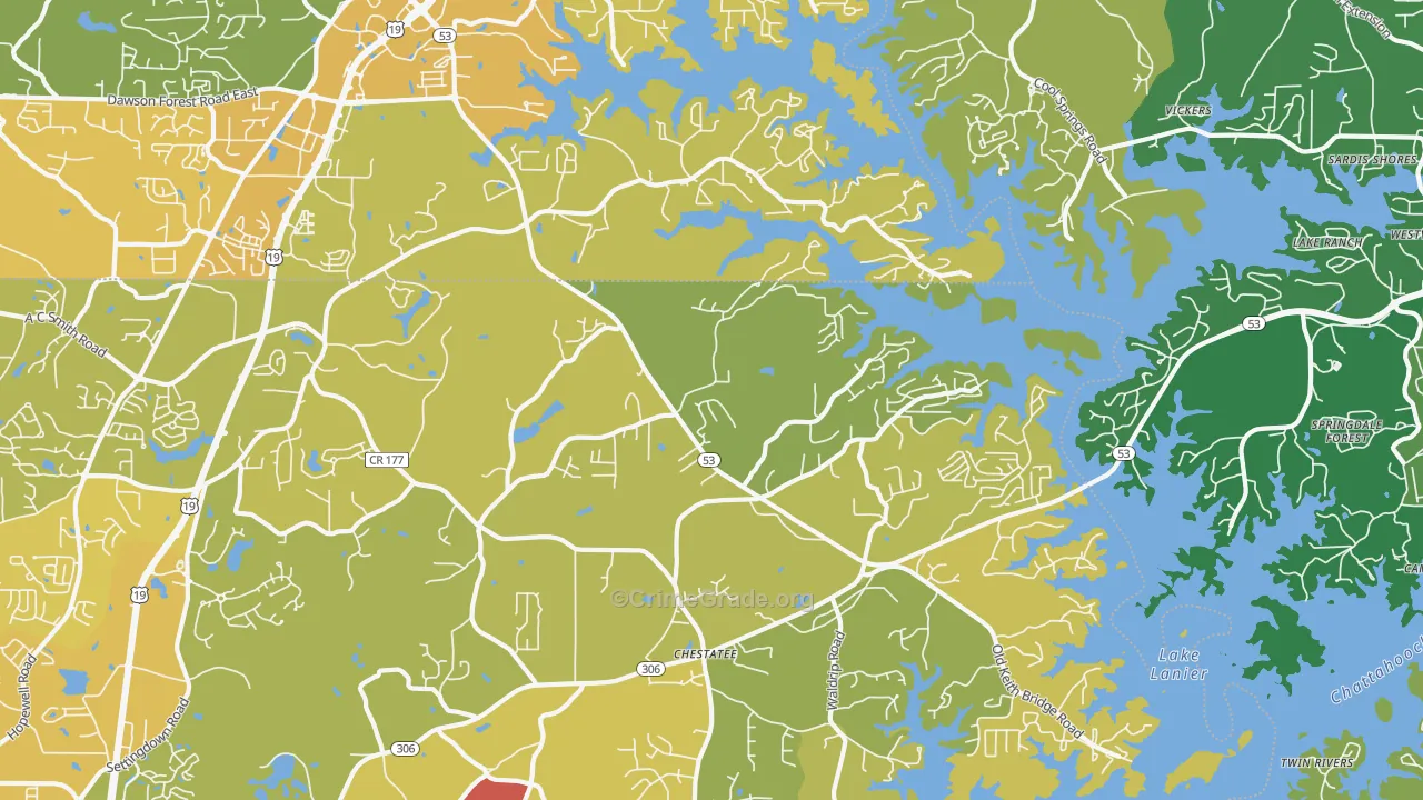 Chestatee, GA Map of Murder Rates