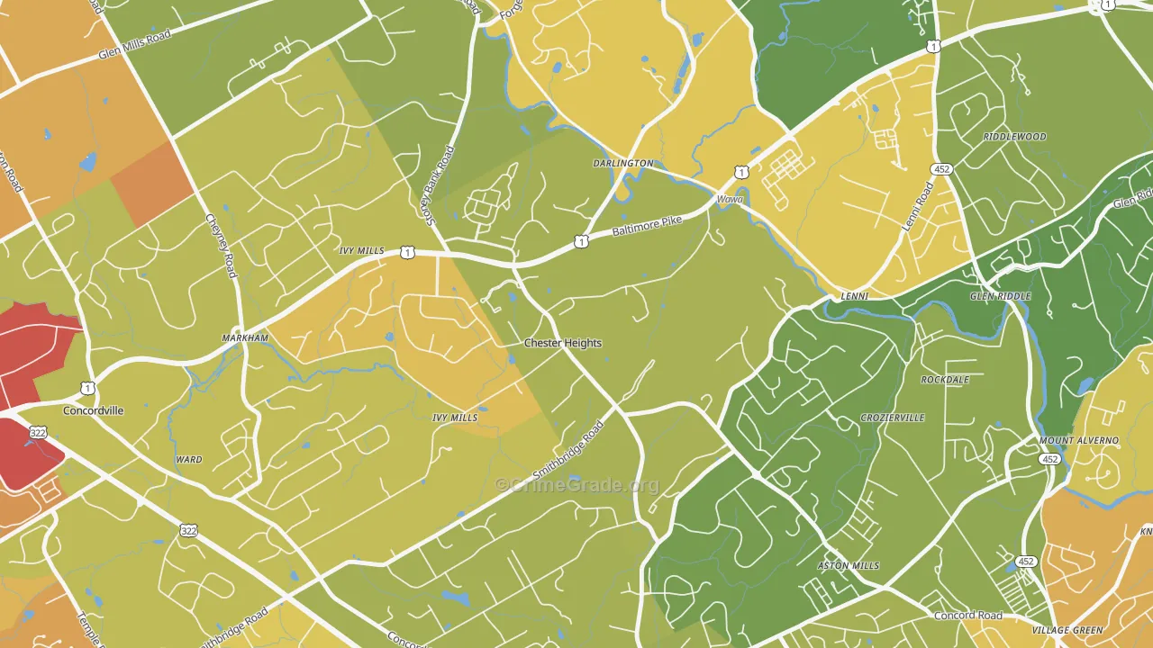 Chester Heights, PA Map of Murder Rates