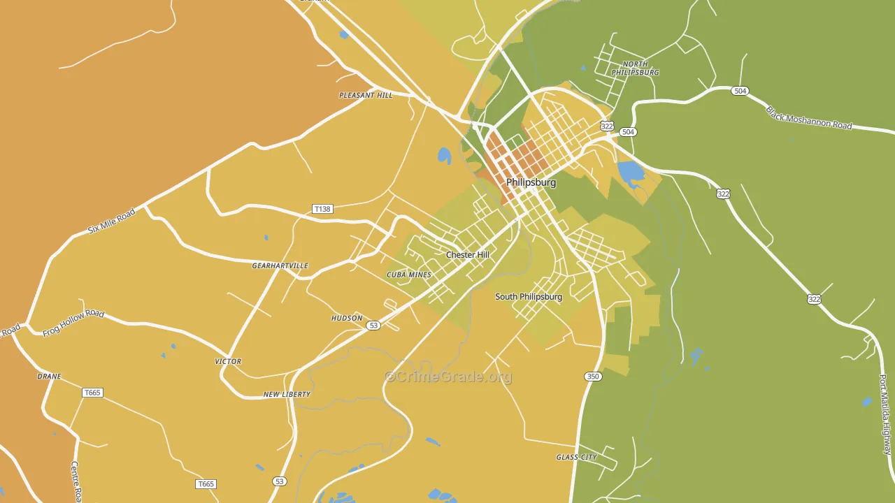 Chester Hill, PA Map of Murder Rates