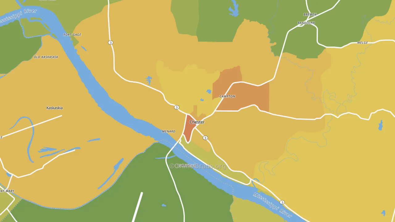 Chester, IL Map of Murder Rates