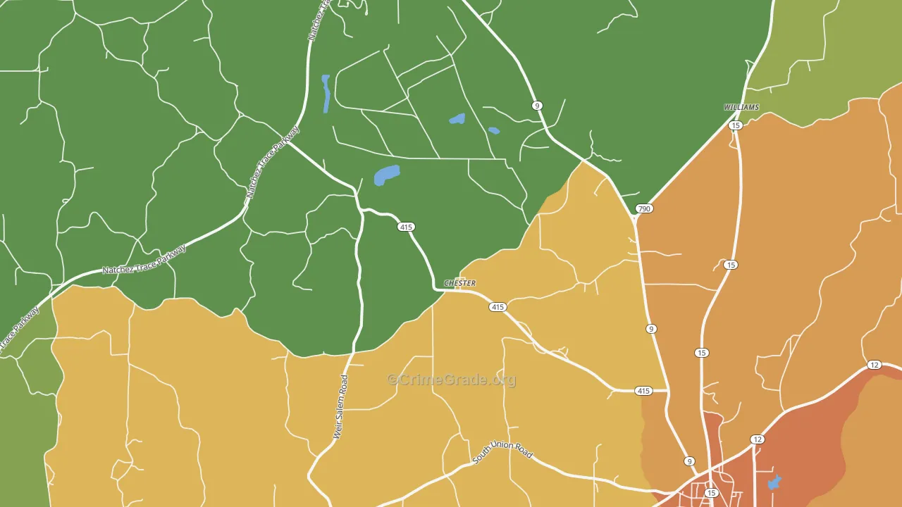 Chester, MS Map of Murder Rates