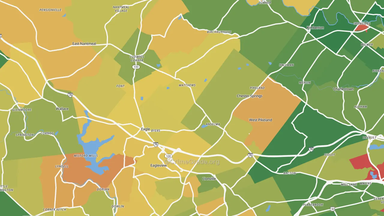 Chester Springs, PA Map of Murder Rates