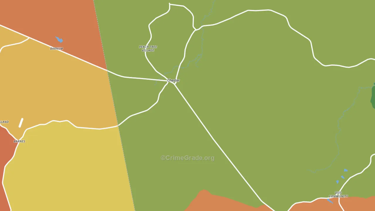 Chester, TX Map of Murder Rates