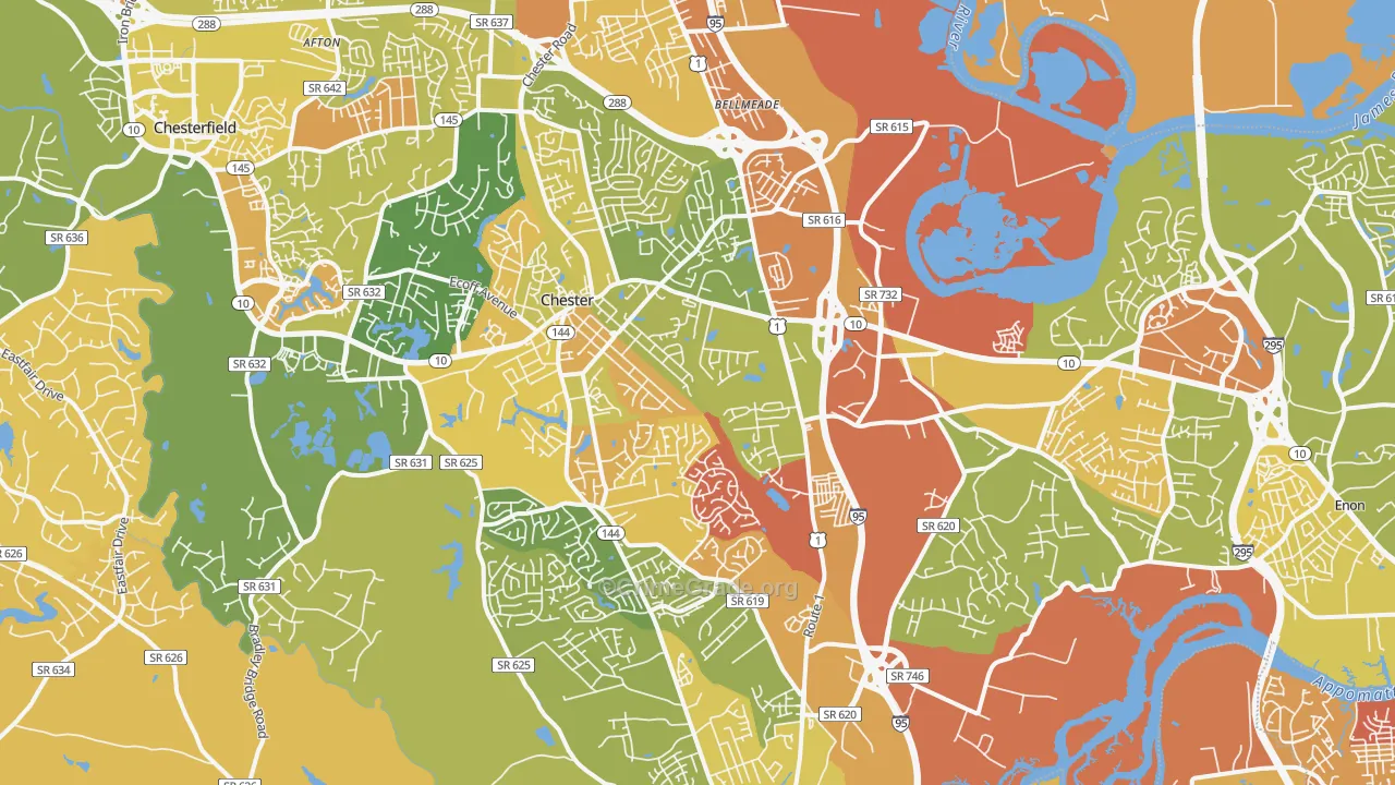 Chester, VA Map of Murder Rates
