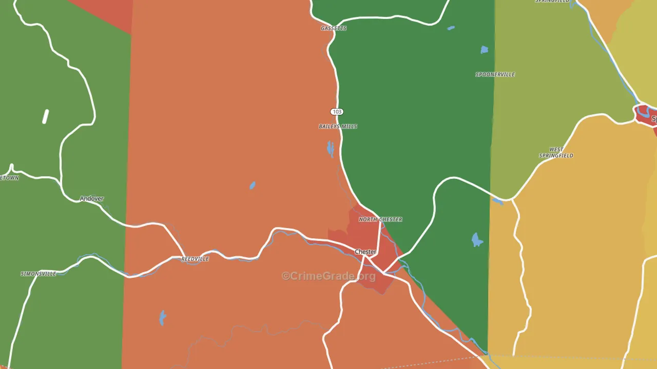Chester, VT Map of Murder Rates