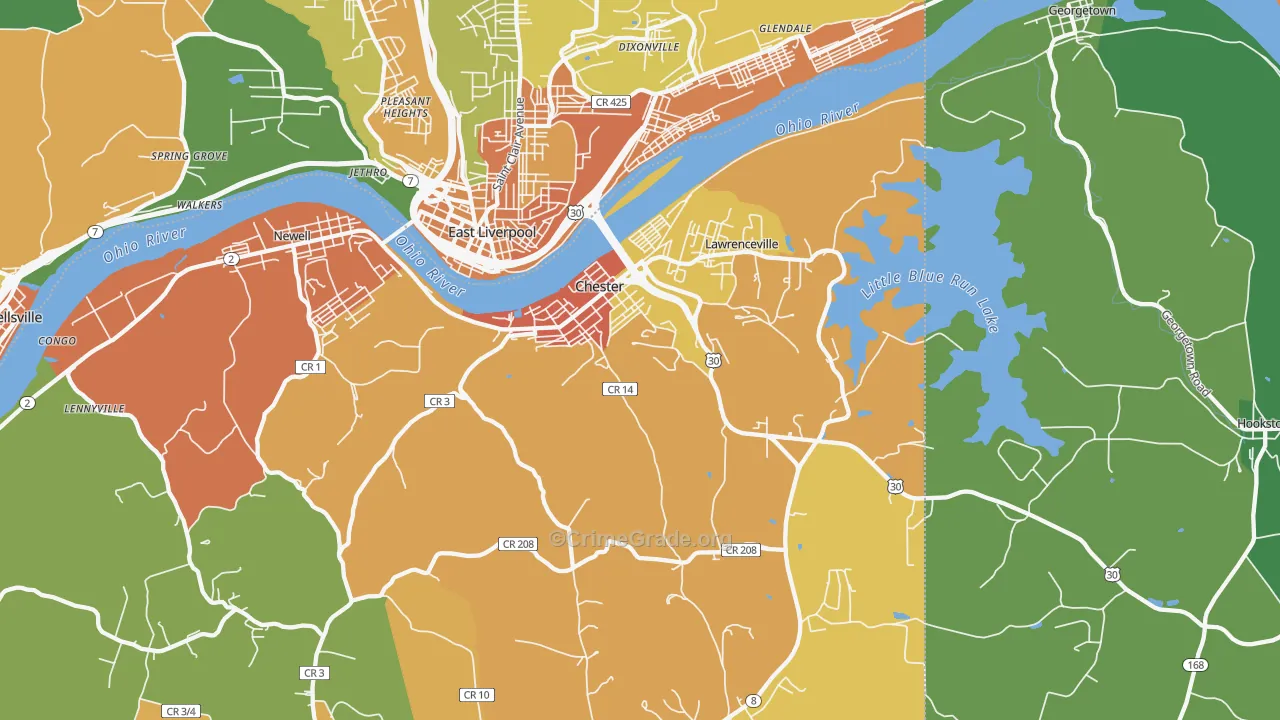 Chester, WV Map of Murder Rates