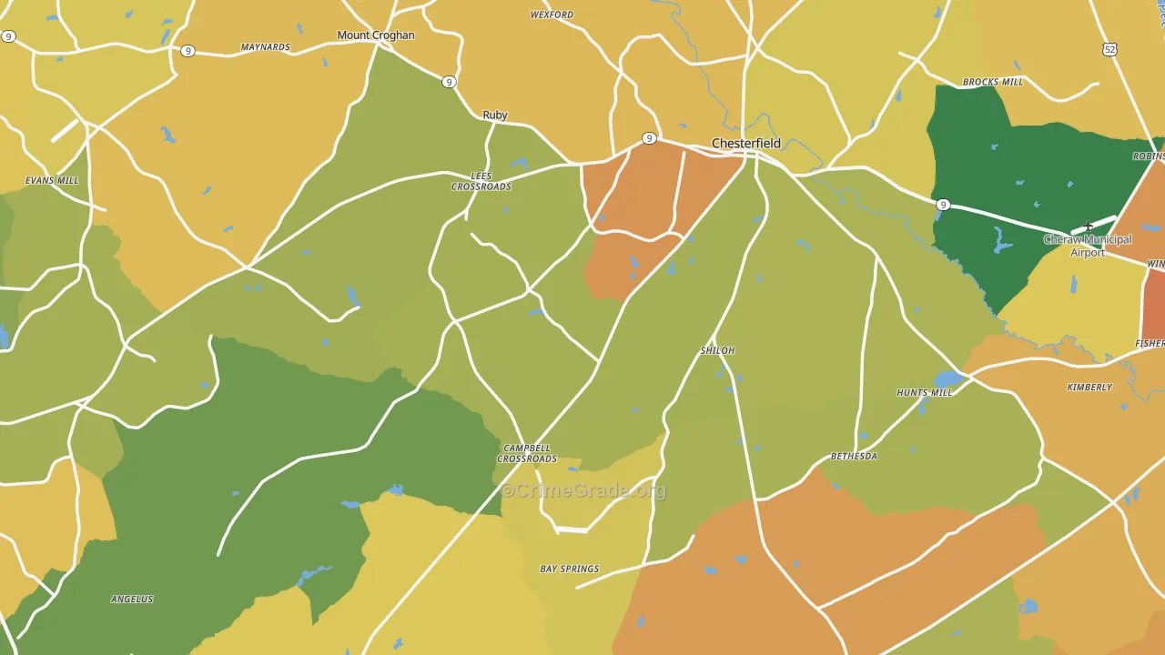 Chesterfield County, SC Map of Murder Rates