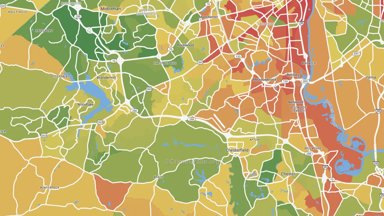 Chesterfield County, VA Map of Murder Rates