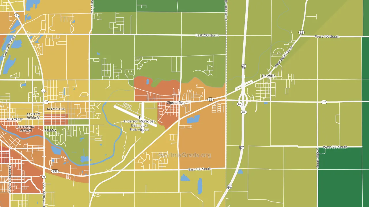 Chesterfield, IN Map of Murder Rates