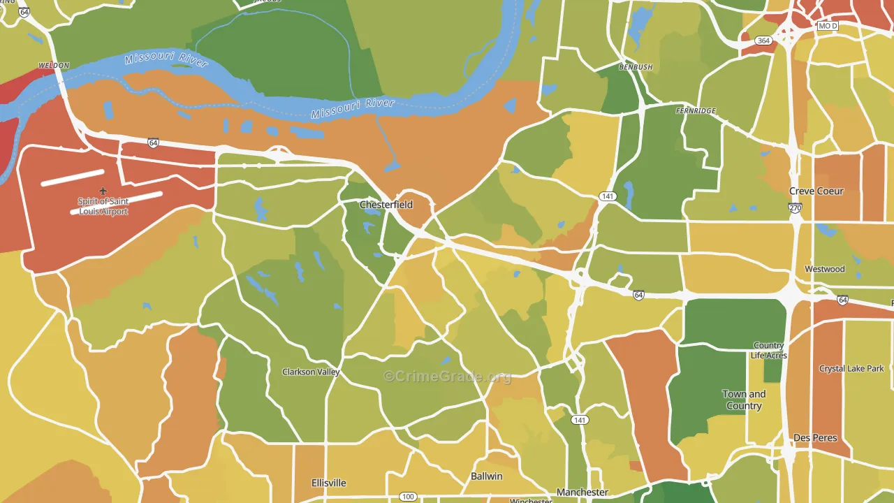 Chesterfield, MO Map of Murder Rates