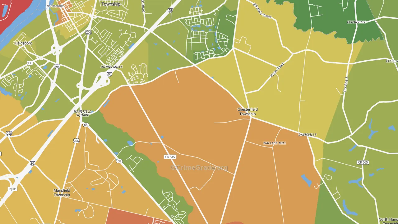 Chesterfield, NJ Map of Murder Rates