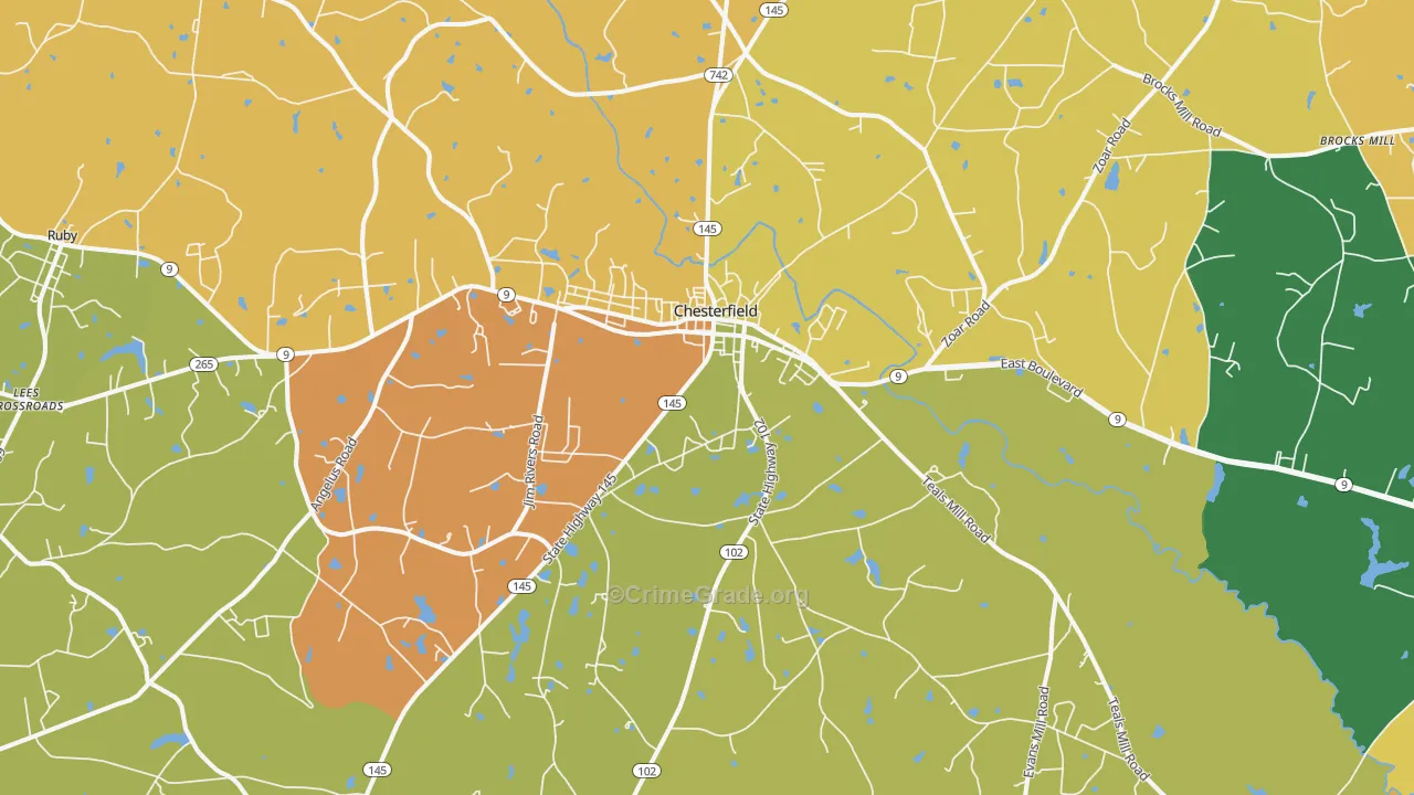 Chesterfield, SC Map of Murder Rates