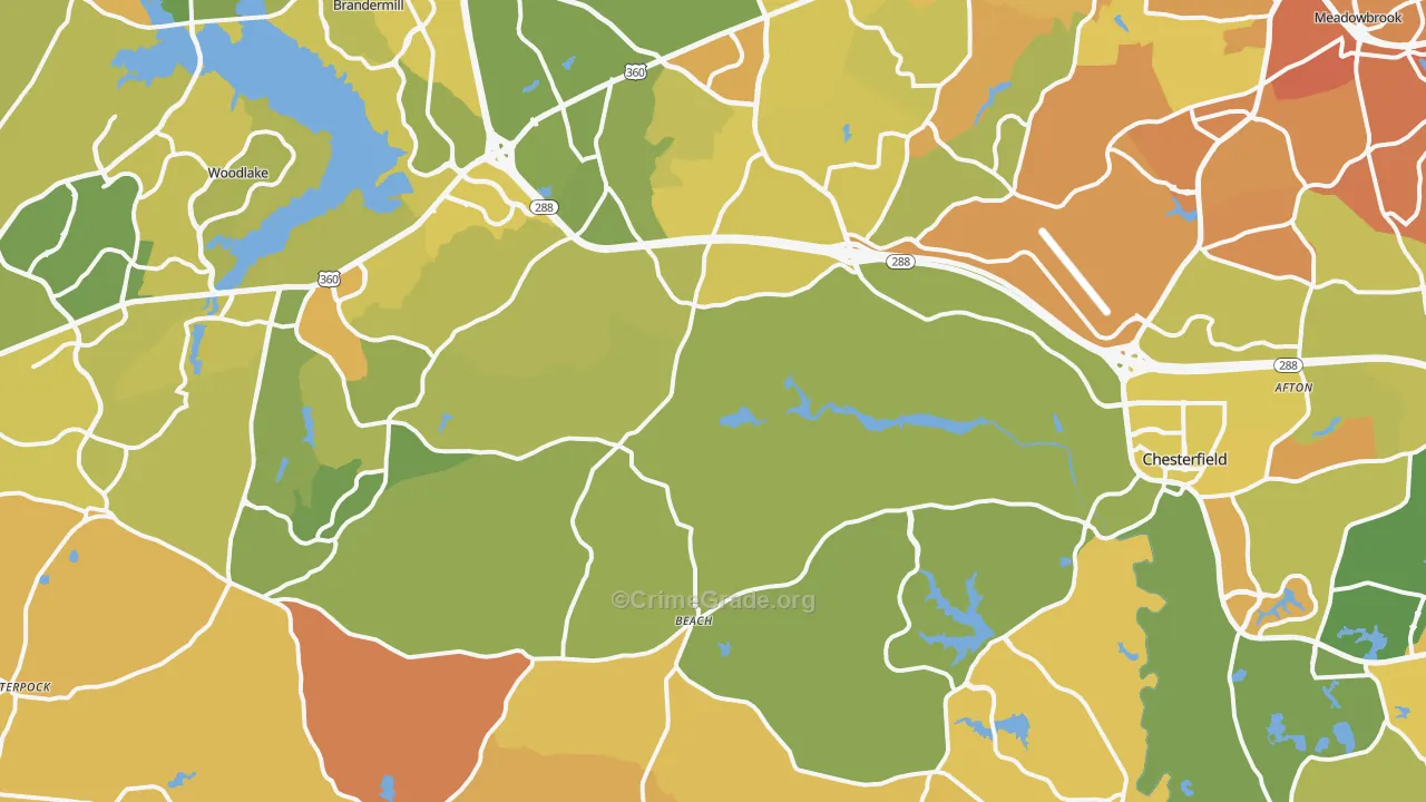 Chesterfield, VA Map of Murder Rates