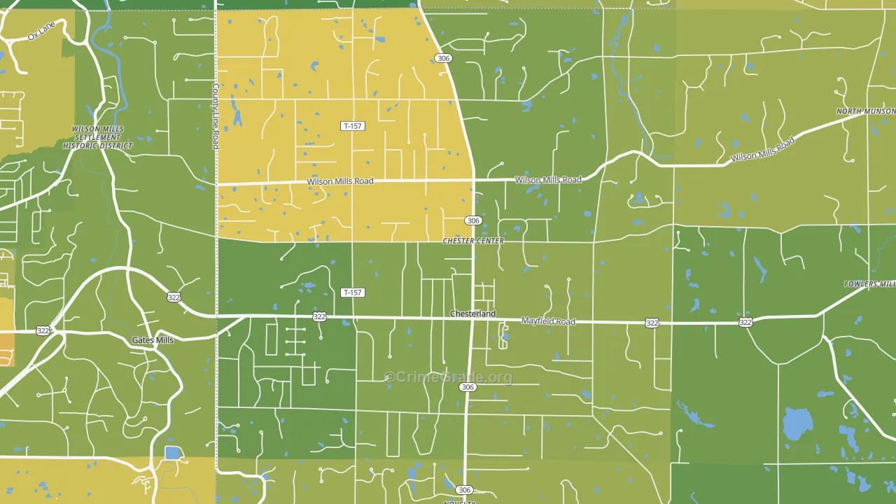 Chesterland, OH Map of Murder Rates