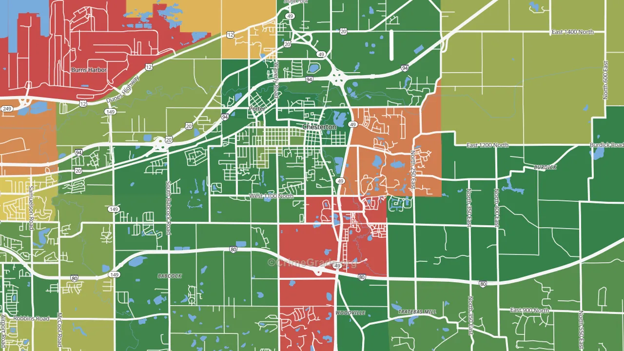 Chesterton, IN Map of Murder Rates