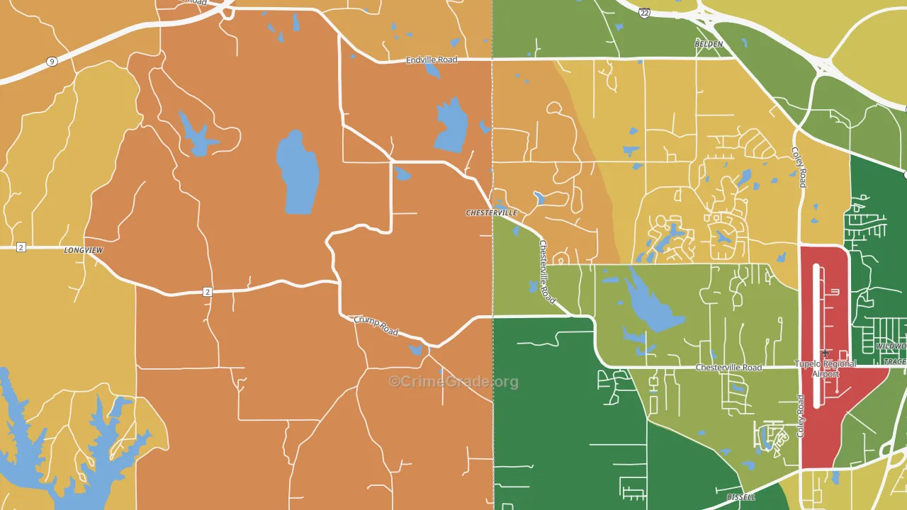 Chesterville, MS Map of Murder Rates