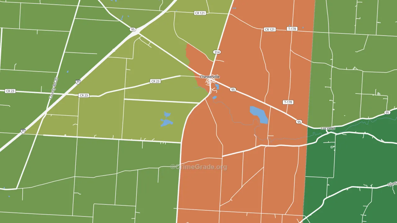 Chesterville, OH Map of Murder Rates
