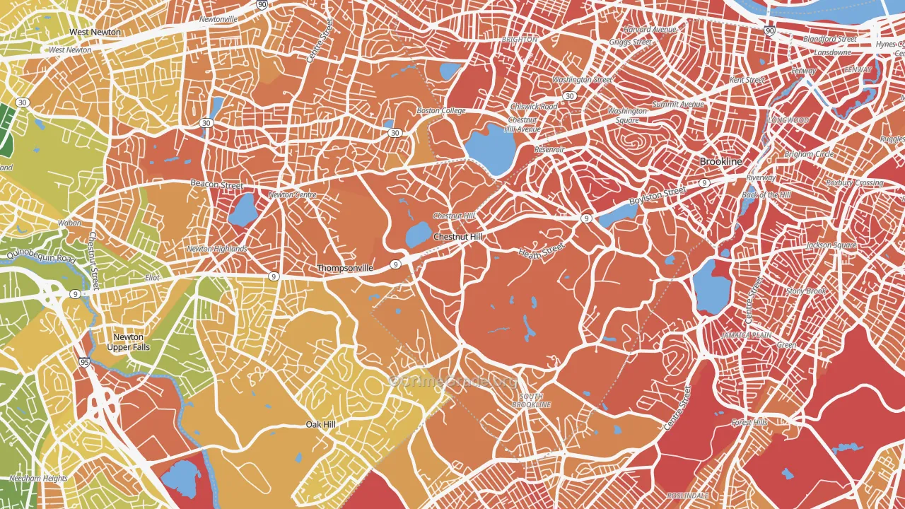 Chestnut Hill, MA Map of Murder Rates