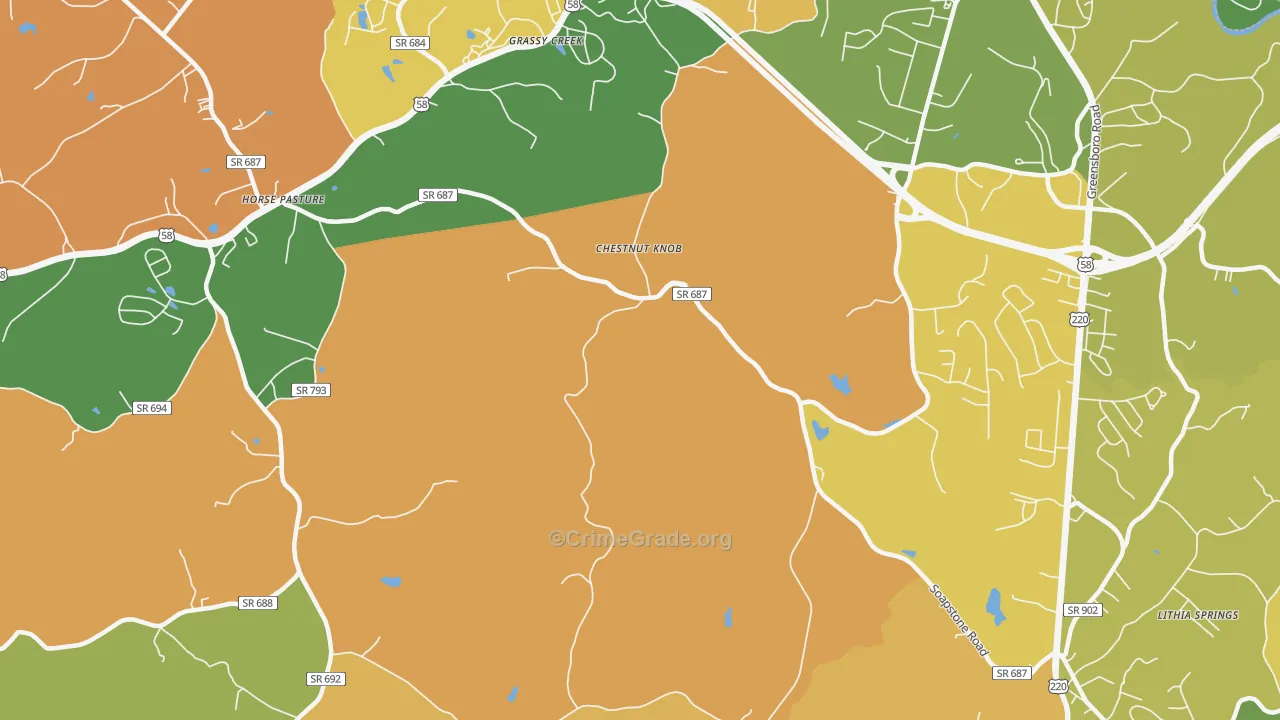 Chestnut Knob, VA Map of Murder Rates