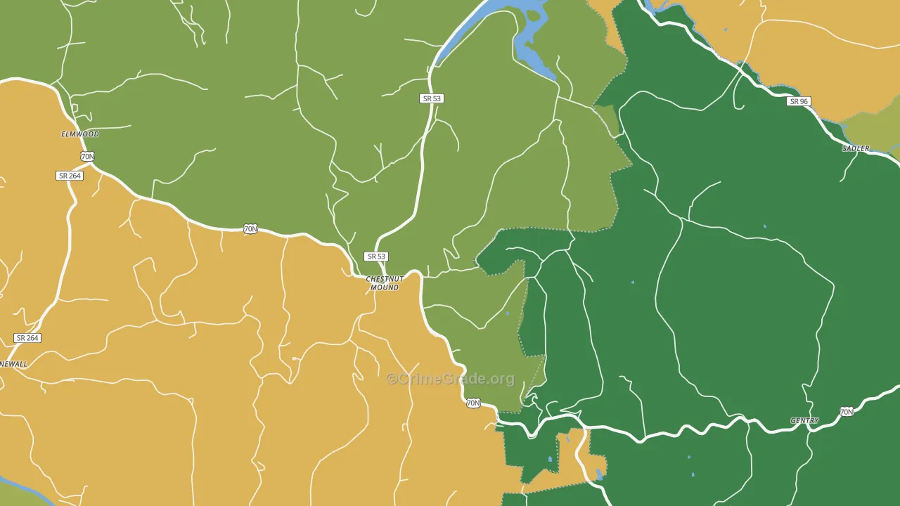 Chestnut Mound, TN Map of Murder Rates