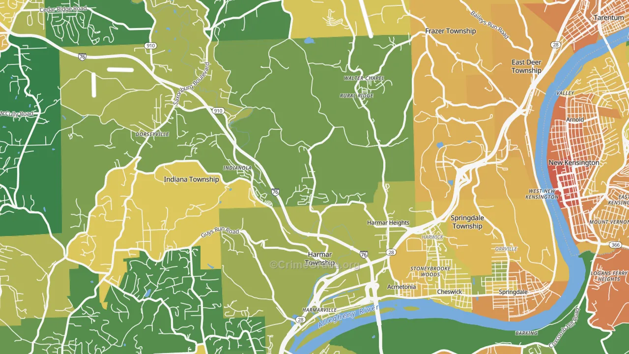 Cheswick, PA Map of Murder Rates