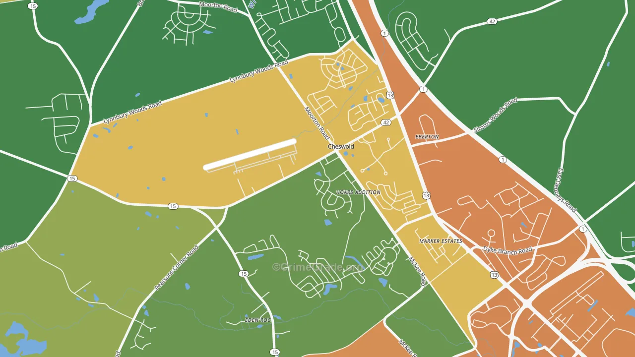 Cheswold, DE Map of Murder Rates