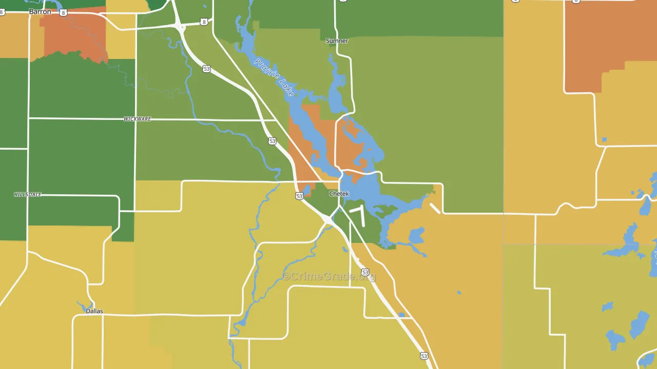Chetek, WI Map of Murder Rates