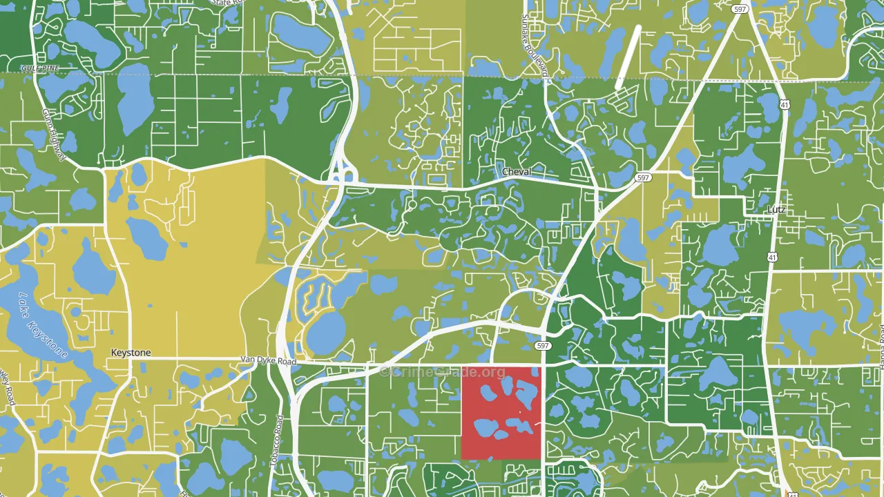 Cheval, FL Map of Murder Rates
