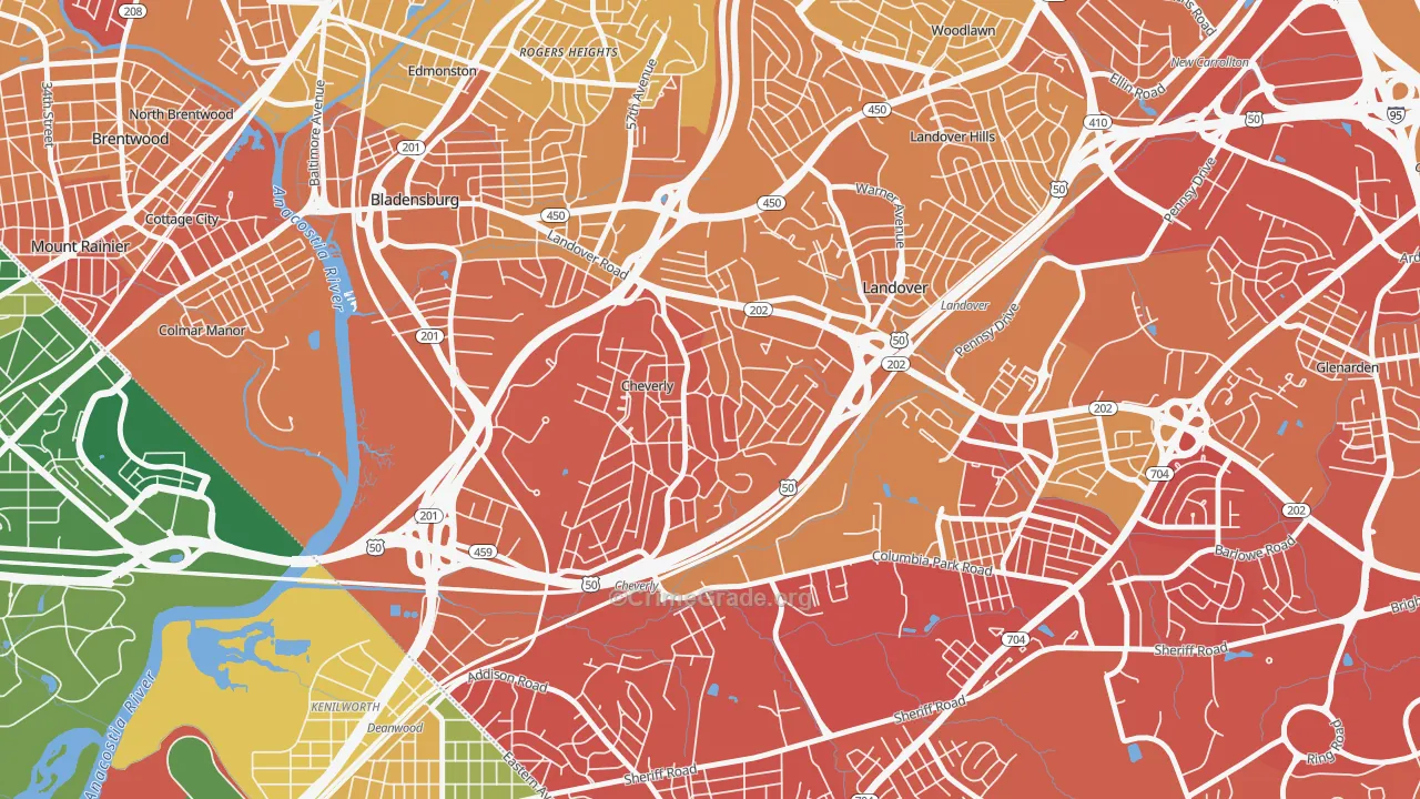 Cheverly, MD Map of Murder Rates