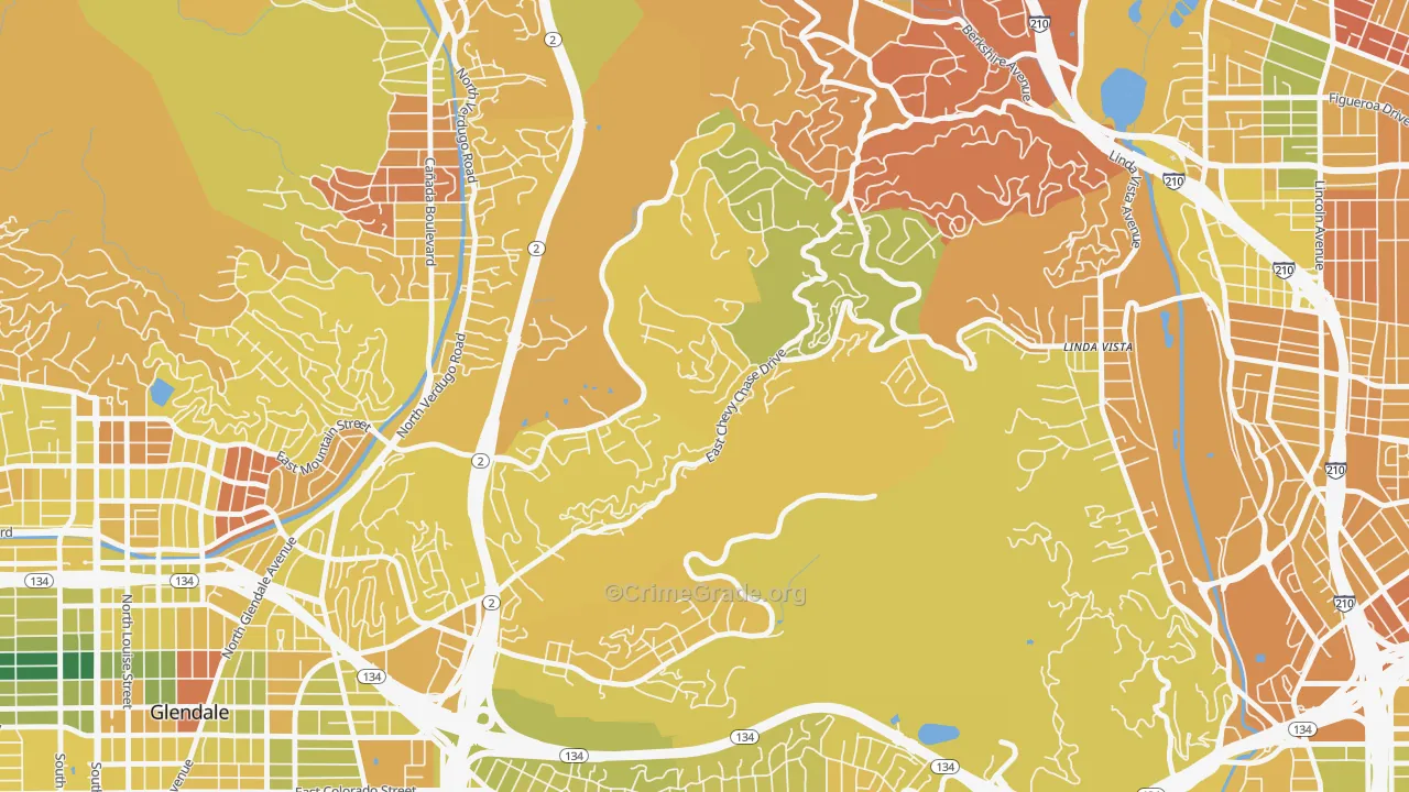 Chevy Chase, Glendale, CA Map of Murder Rates