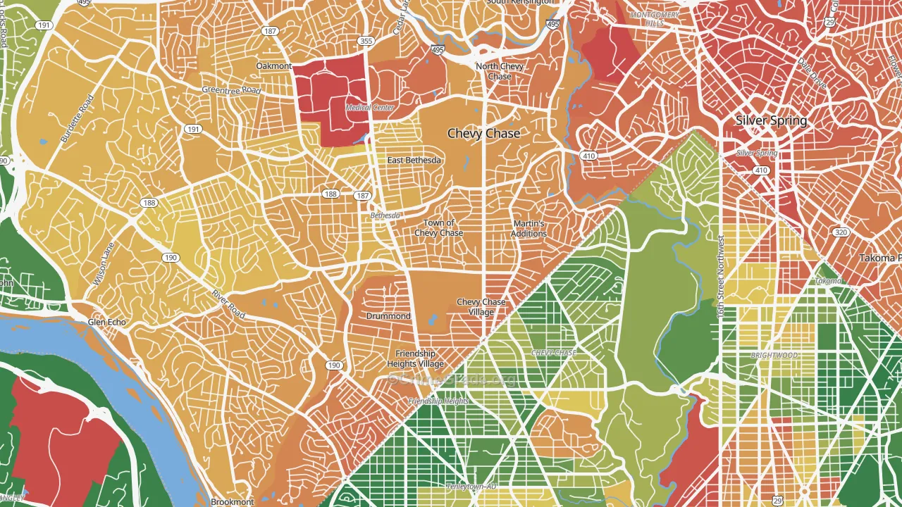 Chevy Chase, MD Map of Murder Rates