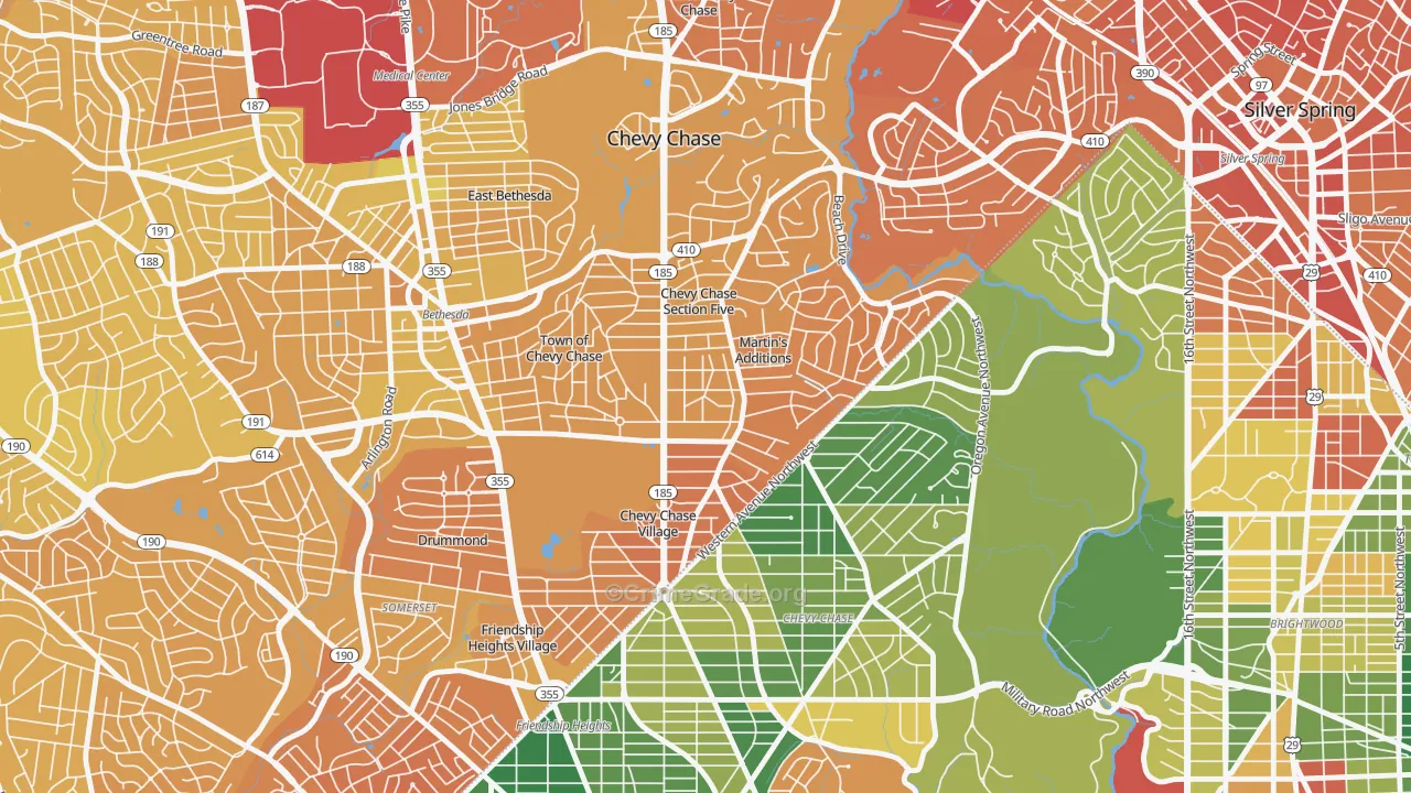Chevy Chase Section Three, MD Map of Murder Rates