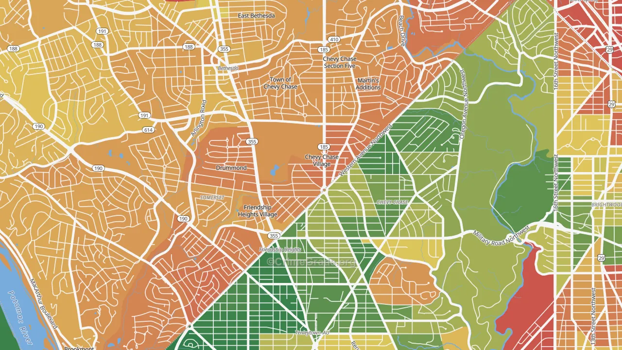 Chevy Chase Village, MD Map of Murder Rates