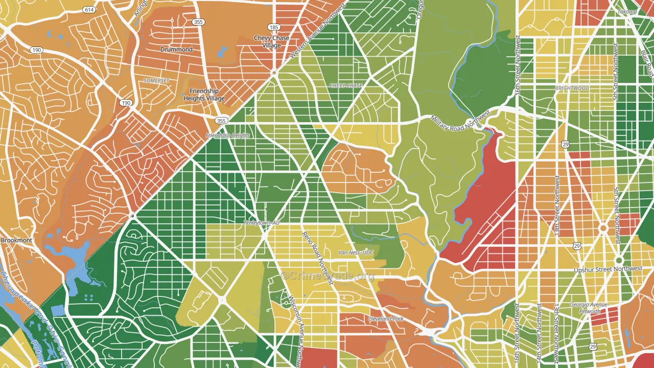 Chevy Chase, Washington, DC Map of Murder Rates