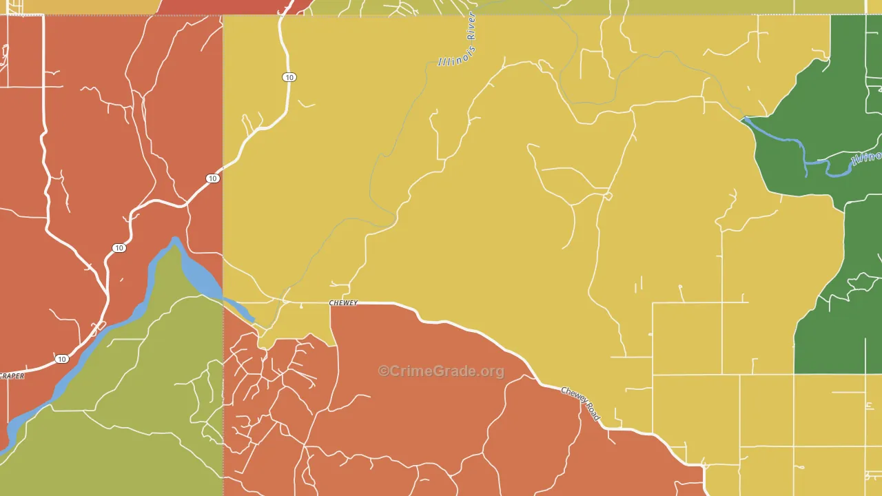 Chewey, OK Map of Murder Rates
