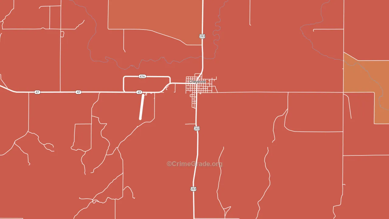 Cheyenne, OK Map of Murder Rates