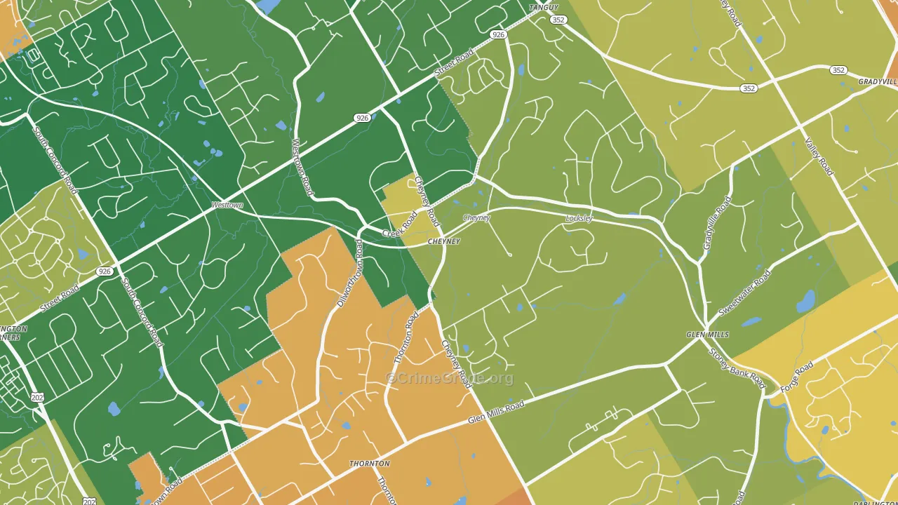 Cheyney, PA Map of Murder Rates