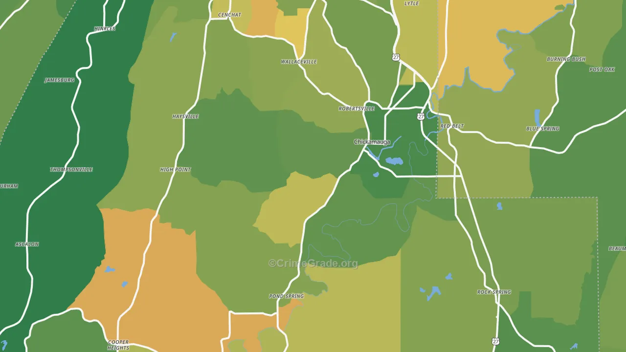 Chickamauga, GA Map of Murder Rates