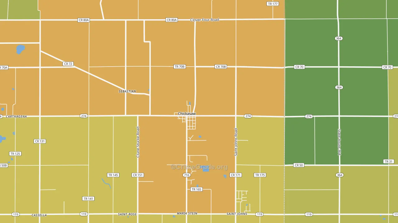 Chickasaw, OH Map of Murder Rates