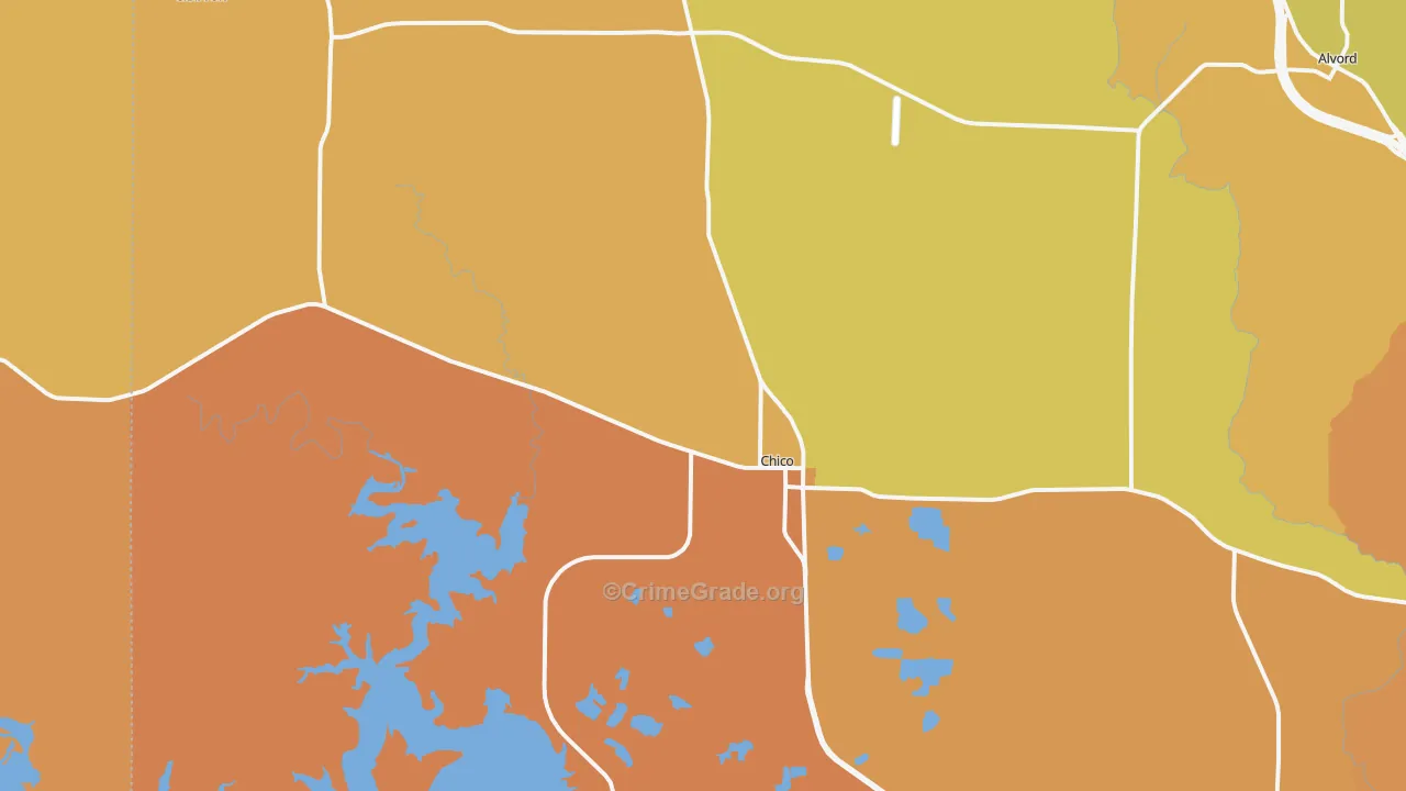 Chico, TX Map of Murder Rates