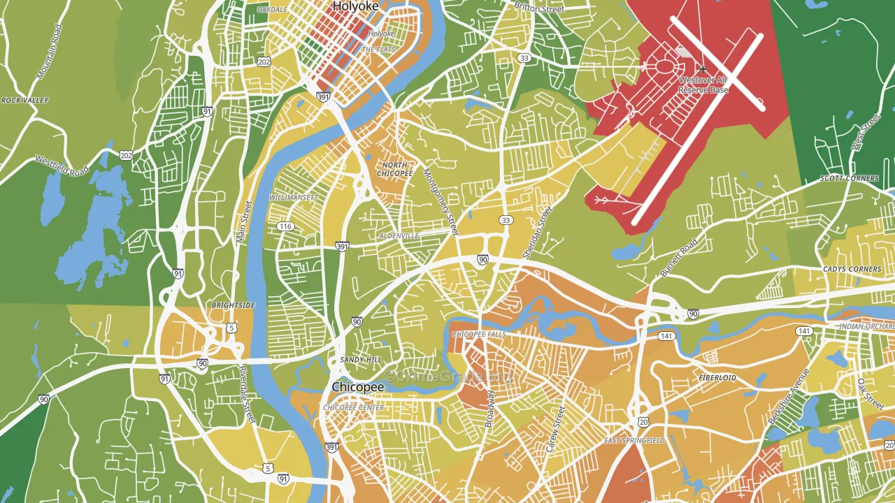 Chicopee, MA Map of Murder Rates