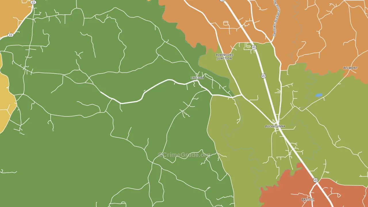 Chicora, MS Map of Murder Rates